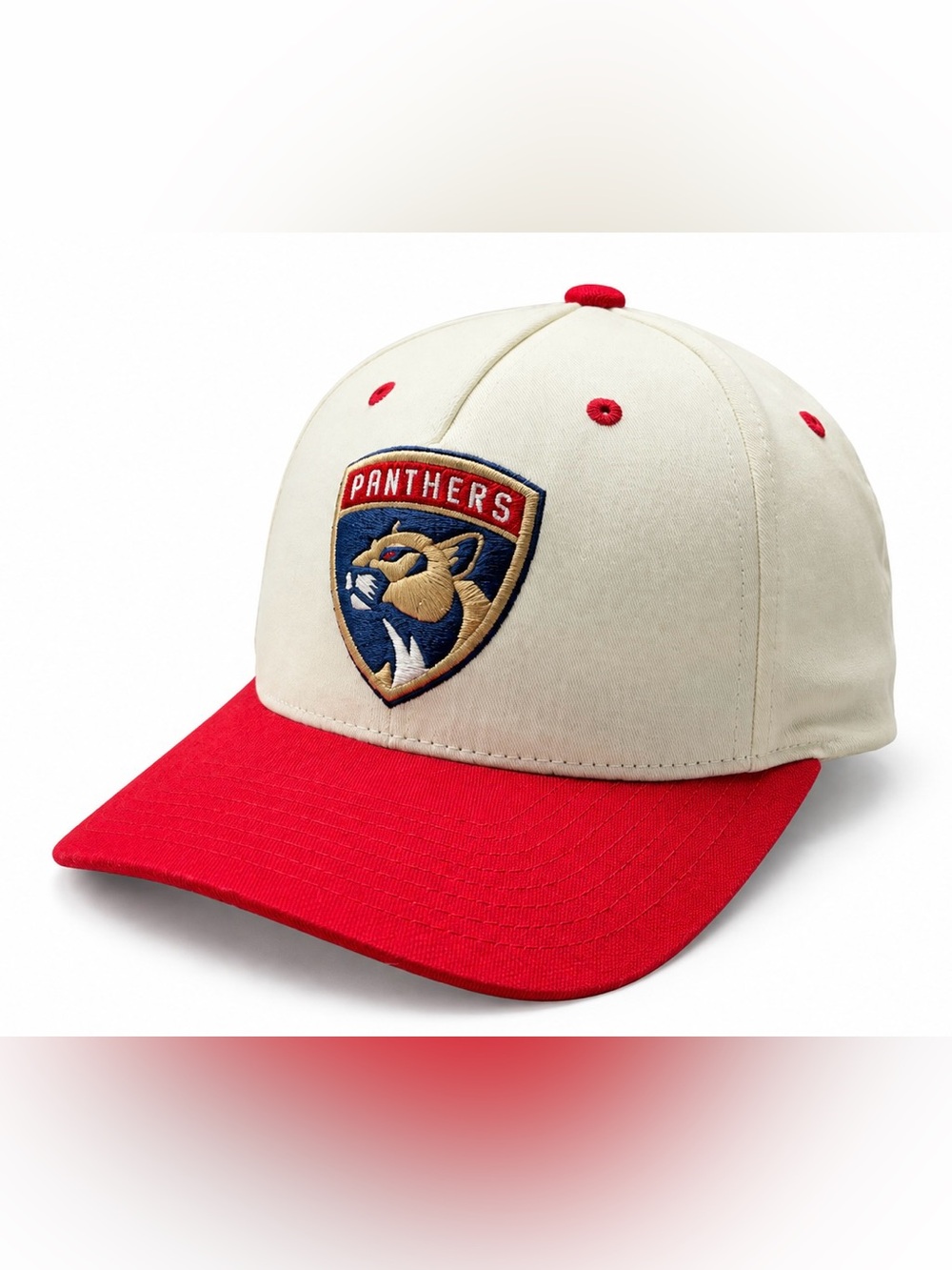 Florida Panthers Zephyr Snapback Hat Cream Red NHL Hockey Palm Tree Logo